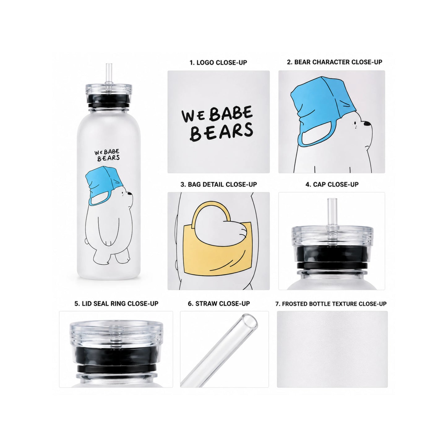 Bare Bears Panda Water Bottle 1000ml