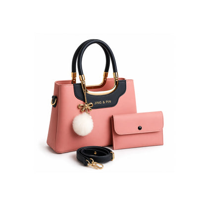 Premium 'JING & PIN' Ladies Handbag with Clutch and Shoulder Strap Option
